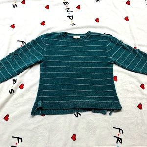 Teal Knit Sweater with sparks of silver sparkles.